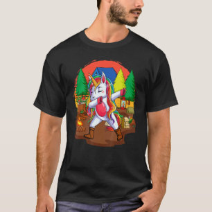 Dabbing Unicorn Camping Niedliche Vintag Girls Cam T-Shirt