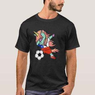 Dabbing Unicorn Chile Soccer Fans Jersey Chile F T-Shirt