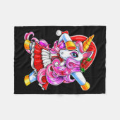 Dabbing Unicorn Christmas Santa Costume Unicorn Gi Fleecedecke (Vorderseite (Horizontal))