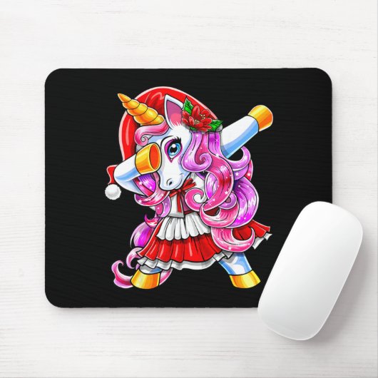 Dabbing Unicorn Christmas Santa Costume Unicorn Gi Mousepad (Mit Mouse)