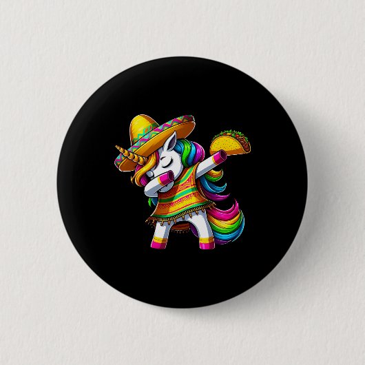 Dabbing Unicorn Cinco De Mayo Mexican Party Fiesta Button (Vorderseite)