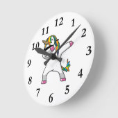 Dabbing Unicorn Clock Runde Wanduhr (Winkel)