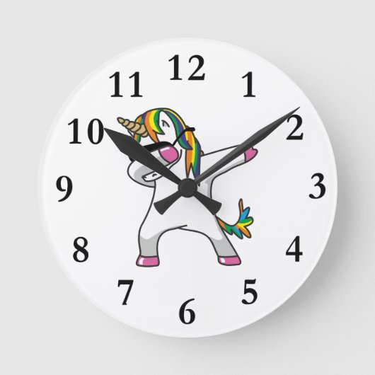 Dabbing Unicorn Clock Runde Wanduhr (Vorderseite)
