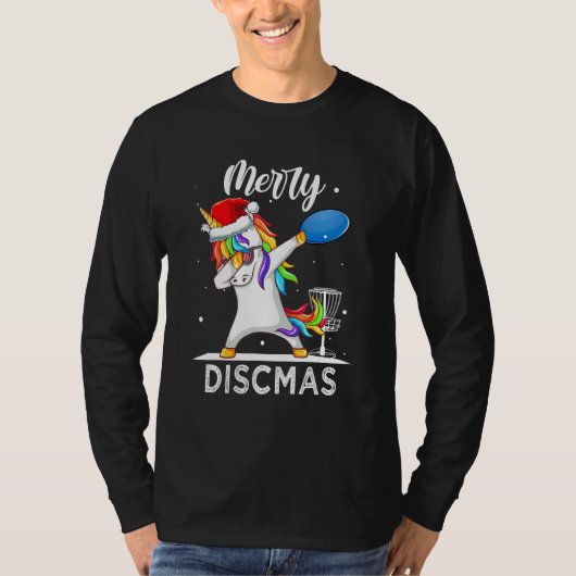 Dabbing Unicorn Dab Xmas Disk Golf Player Christma T-Shirt (Vorderseite)