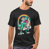 Dabbing Unicorn Dinosaur Gamecontroller Rainbow B T-Shirt (Vorderseite)