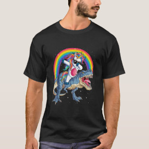 Dabbing Unicorn Dinosaur T rex Boys Girls Rainbow T-Shirt