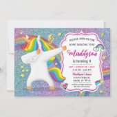 Dabbing Unicorn Einladung zum Dance Party (Vorderseite)