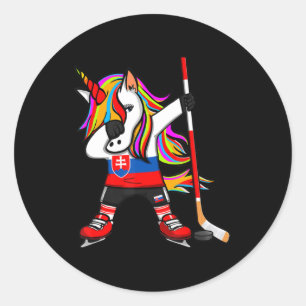 Dabbing Unicorn Eishockey Fans Sport Runder Aufkleber