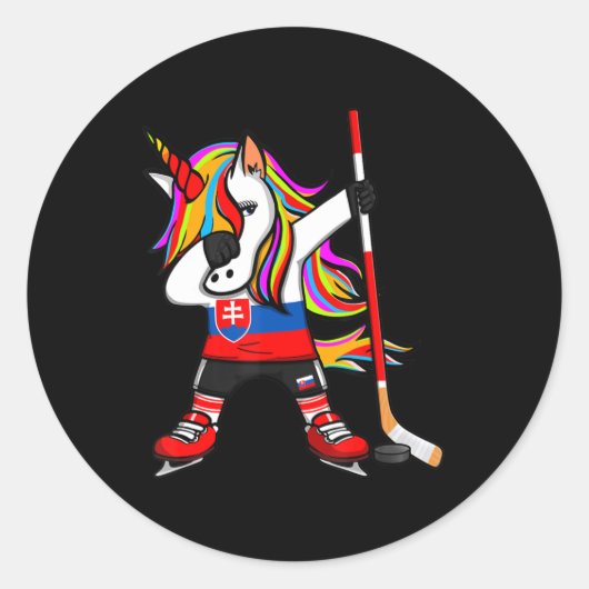 Dabbing Unicorn Eishockey Fans Sport Runder Aufkleber (Vorderseite)