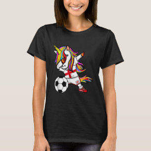 Dabbing Unicorn England Fußball Englisch Flag So T-Shirt