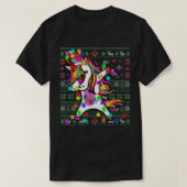 Dabbing Unicorn Fairy Lights Ugly Christmas Sweet T-Shirt (Design vorne)