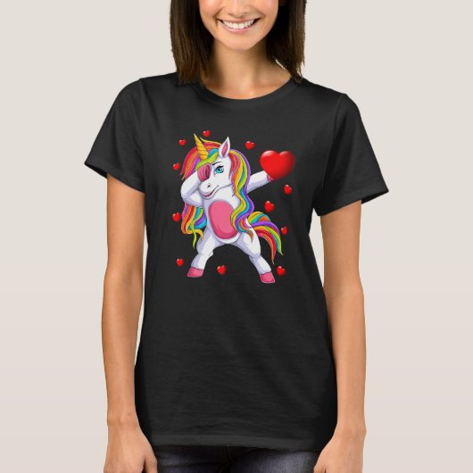 Dabbing Unicorn Funny Funny Girl T-Shirt (Vorderseite)