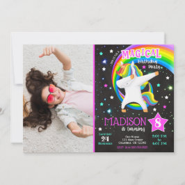 Dabbing Unicorn Geburtstag Einladung mit Foto