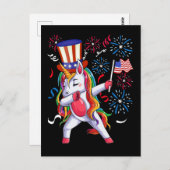 Dabbing Unicorn Girls 4. Juli Frauen USA Postkarte (Vorne/Hinten)