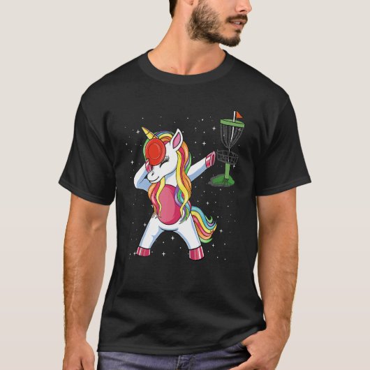 Dabbing Unicorn Golfer Disk Golf Player Girls Wom T-Shirt (Vorderseite)