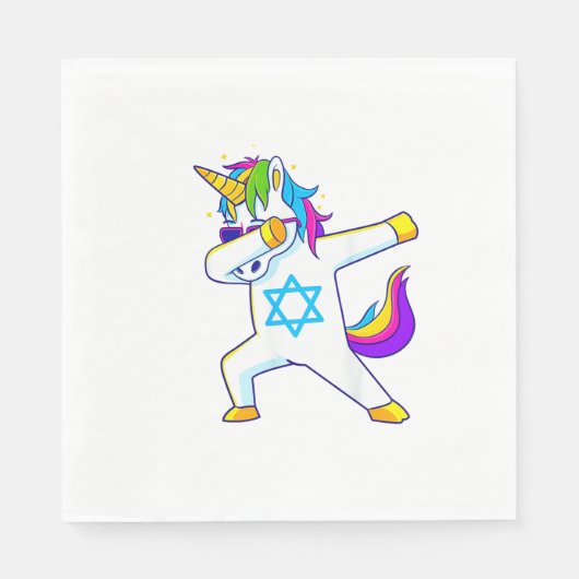 Dabbing Unicorn Hanukkah Jüdisches Tanzen Chanukah Serviette (Vorderseite)