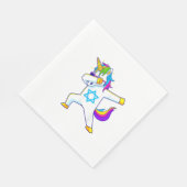 Dabbing Unicorn Hanukkah Jüdisches Tanzen Chanukah Serviette (Ecke)