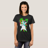Dabbing Unicorn Happy St Patrick's Day Lucky Shamr T-Shirt (Vorne ganz)