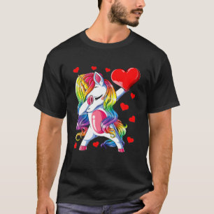 Dabbing Unicorn Herz Valentinstag Girls comunale T-Shirt