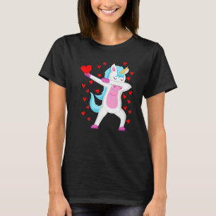 Dabbing Unicorn Herz Valentinstag Girls comunale T-Shirt