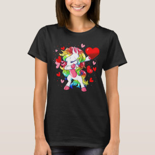 Dabbing Unicorn Herz Valentinstag Girls comunale T-Shirt