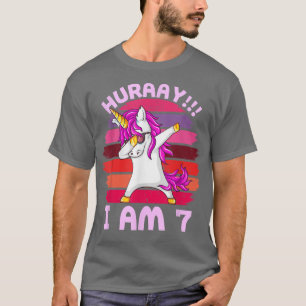 Dabbing Unicorn Hurrah Ich bin 7. Geburtstag 7 Jah T-Shirt