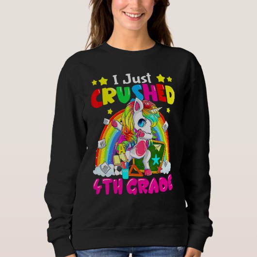 Dabbing Unicorn I gerade zerdrückt 4. Klasse zurüc Sweatshirt (Vorderseite)