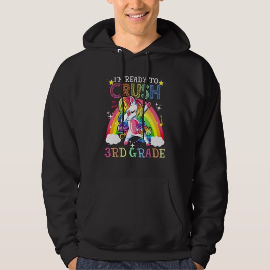 Dabbing Unicorn I m Ready To Crush 3rd Grade Back Hoodie (Vorderseite)