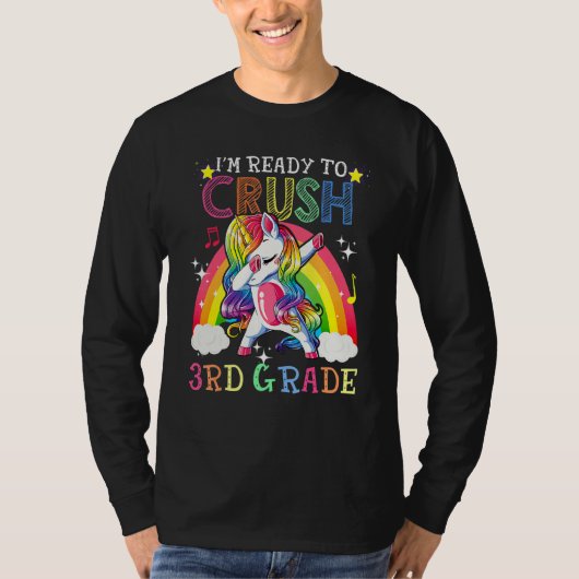 Dabbing Unicorn I'm Ready To Crush 3rd Grade Back  T-Shirt (Vorderseite)