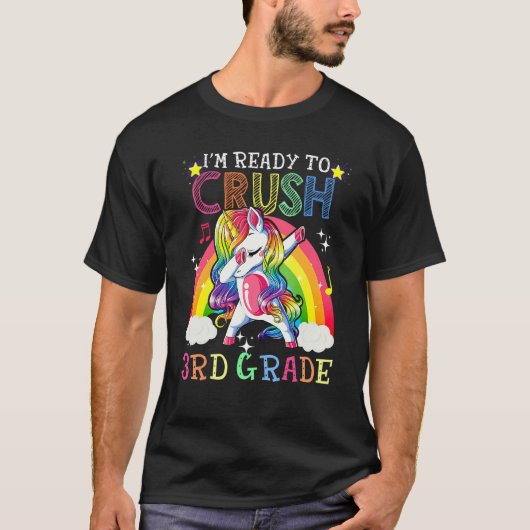 Dabbing Unicorn I'm Ready To Crush 3rd Grade Back  T-Shirt (Vorderseite)