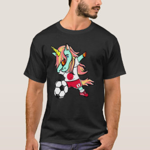 Dabbing Unicorn Japan Football Japanische Flag Soc T-Shirt