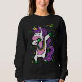 Dabbing Unicorn Jester Hat Mask Mardi Gras Festiva Sweatshirt (Vorderseite)