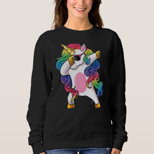 Dabbing Unicorn Kinder Jungen Männer ab Einhorn Sweatshirt (Vorderseite)