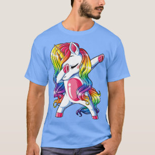 Dabbing Unicorn Kinder Mädchen Jungen Rainbow Squa T-Shirt