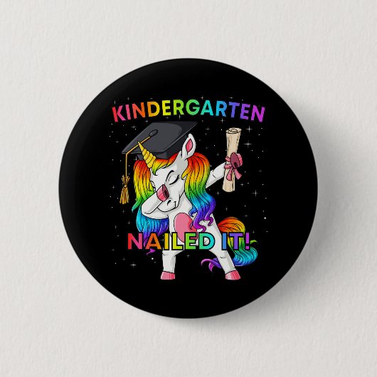 Dabbing Unicorn Kindergarten Nails It Abschluss Button (Vorderseite)