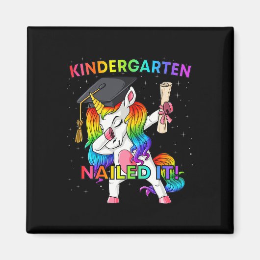 Dabbing Unicorn Kindergarten Nails It Abschluss Magnet (Vorne)