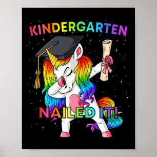Dabbing Unicorn Kindergarten Nails It Abschluss Poster