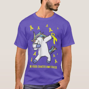 Dabbing Unicorn Kinderkrebs Krieger Gold Ribb T-Shirt