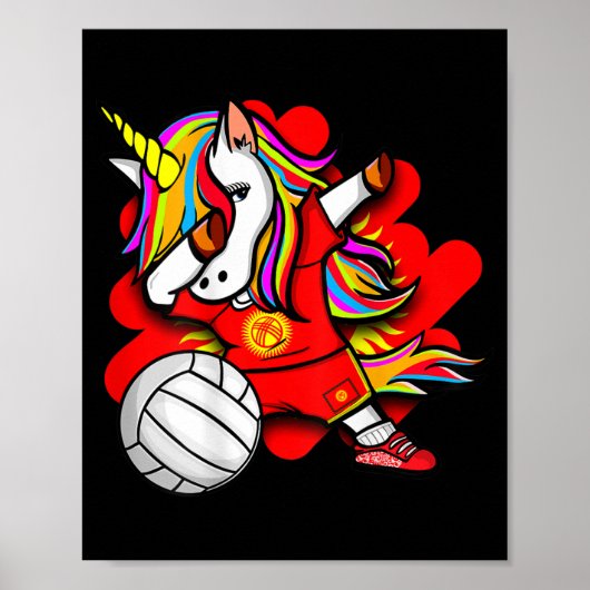 Dabbing Unicorn Kirgisistan Volleyball Fans Jersey Poster (Vorne)