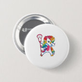 Dabbing Unicorn Lacrosse Funny Lax Player T - Shir Button (Vorne & Hinten)