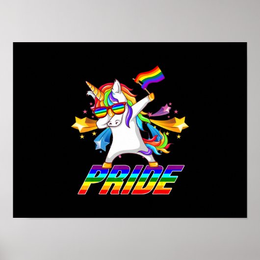 Dabbing Unicorn LGBT Gay Pride Poster (Vorne)