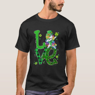 Dabbing Unicorn LIEBE Kleeblatt Funny St Patrick s T-Shirt