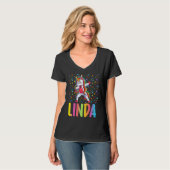 Dabbing Unicorn Linda T-Shirt (Vorderseite Vollansicht)