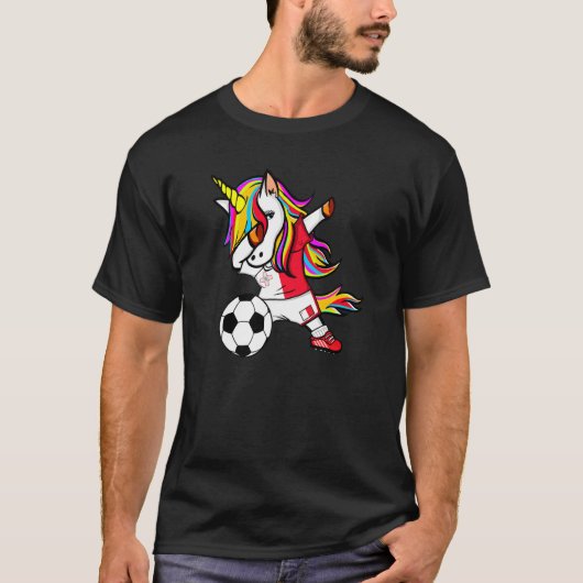 Dabbing Unicorn Malta Football Maltese Flag Socce T-Shirt (Vorderseite)