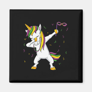 Dabbing Unicorn Mardi Gras Fun Girls Kinder ab 1 Magnet
