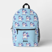 Dabbing Unicorn Muster Individuelle Name Bedruckter Rucksack (Vorderseite)