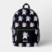 Dabbing Unicorn Muster Individuelle Name Bedruckter Rucksack (Vorderseite)