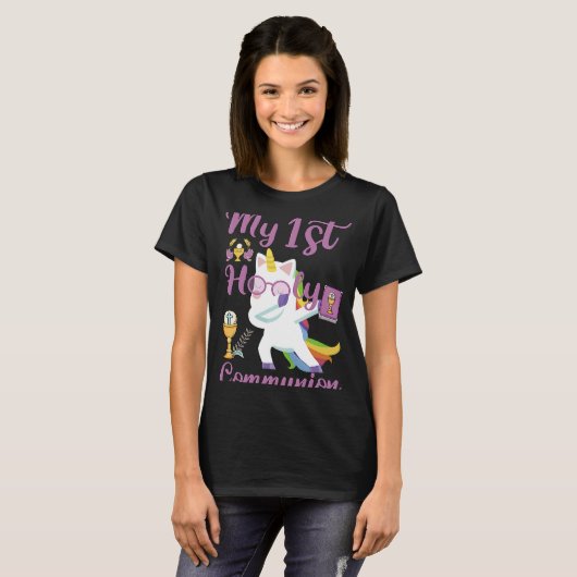 Dabbing Unicorn My First Holy Communion T-Shirt (Vorne ganz)