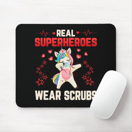 Dabbing Unicorn Nurse Wearing Facemask Real Mousepad (Mit Mouse)