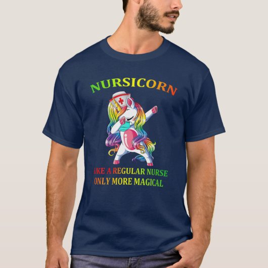 Dabbing Unicorn Nursicorn Funny Nurse T-Shirt (Vorderseite)